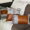 Zigzag Patterned Faux Leather Throw Pillow
