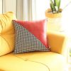 Houndstooth Red Faux Leather Throw Pillow