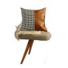 Houndstooth Divided Brown Faux Leather Throw Pillow