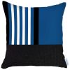 Blue and Black Printed Geometric Throw Pillow