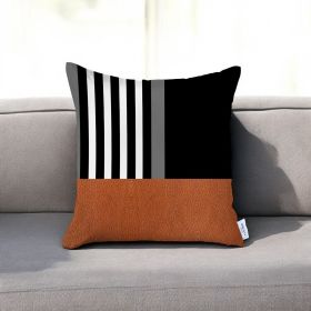 Brown and Black Printed Geometric Throw Pillow