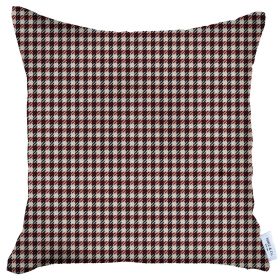 Maroon Red Houndstooth Pattern Throw Pillow