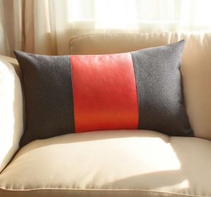 Black Base and Red Center Lumbar Throw Pillow