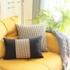 Tan and Black Houndstooth Lumbar Throw Pillow