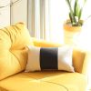 12" X 20" Black and White Striped Lumbar Throw Pillow