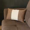 12" X 20" Brown and White Striped Lumbar Throw Pillow