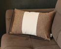 12" X 20" Brown and White Striped Lumbar Throw Pillow