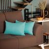 Set of Two 12" X 20" Turquoise Fabric Lumbar Throw Pillows