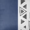 Navy Triangular Motifs Faux Leather Throw Pillow