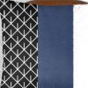 Navy Blue Mesh Faux Leather Throw Pillow
