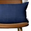 Navy Blue Solid Faux Leather Lumbar Throw Pillow