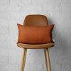 Solid Brown Faux Leather Lumbar Throw Pillow