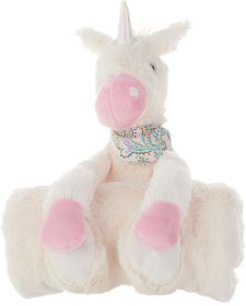 17" X 7" Ivory Unicorn Throw Pillow with Flock