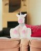 17" X 7" Ivory Unicorn Throw Pillow with Flock