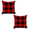 Set of 2 Red and Black Buffalo Plaid Throw Pillows