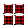 Set Of Four 18 X 18 Red And Black Plaid Zippered Polyester Christmas Throw Pillow