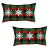 Set of 2 Christmas Snowflake Trio Plaid Lumbar Pillow Covers