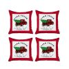 Set of Four 18" Red White and Black Farm Fresh Christmas Tree Christmas Holiday Red Truck Plaid Fabric Throw Pillow Covers