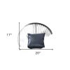 Set of 2 Navy Geometric and Solid Throw Pillows