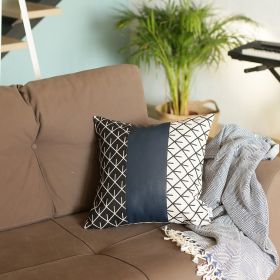 Navy Blue Striped Zippered Polyester Throw Pillow