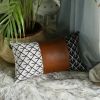 Set of 2 Rustic Brown Geometric Throw Pillow Covers