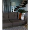 Set of Two Beige Brown and Black Geometric Fabric and Faux Leather Throw Pillow Covers