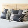 Set of 2 White and Navy Boho Throw Pillow Covers