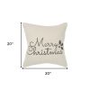 Gray and Cream Canvas Merry Christmas Decorative Throw Pillow