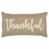 Thankful Cream and Burlap Decorative Lumbar Throw Pillow