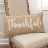 Thankful Cream and Burlap Decorative Lumbar Throw Pillow