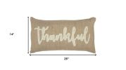 Thankful Cream and Burlap Decorative Lumbar Throw Pillow