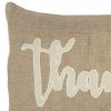 Thankful Cream and Burlap Decorative Lumbar Throw Pillow