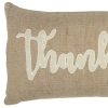 Thankful Cream and Burlap Decorative Lumbar Throw Pillow