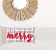 Red and Gray Christmas Plaid Lumbar Throw Pillow