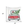 20" Ivory Christmas Tree Cotton Throw Pillow With Embroidery
