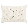 14" X 20" Ivory And Silver Glam Snowflake Throw Pillow With Embroidery