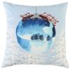 20" Blue Christmas Ornaments Cotton Throw Pillow