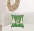 Boho Christmas Tree Trio Green and Cream Decorative Throw Pillow