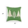 Boho Christmas Tree Trio Green and Cream Decorative Throw Pillow