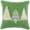 Boho Christmas Tree Trio Green and Cream Decorative Throw Pillow