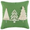 Boho Christmas Tree Trio Green and Cream Decorative Throw Pillow