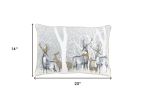 Gray Deer Snow Lodge Lumbar Throw Pillow