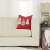 Boho Christmas Tree Trio Red and Cream Decorative Throw Pillow