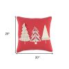 Boho Christmas Tree Trio Red and Cream Decorative Throw Pillow