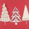 Boho Christmas Tree Trio Red and Cream Decorative Throw Pillow