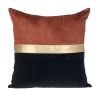 Brown Gold and Black Tufted Velvet Square Pillow
