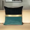 Teal Gold and Black Tufted Velvet Square Pillow