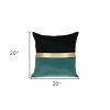 Teal Gold and Black Tufted Velvet Square Pillow