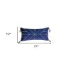 Blue and Gold Geo Velvet Lumbar Pillow with Gold Tassels