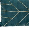 Teal and Gold Geo Velvet Lumbar Pillow with Gold Tassels